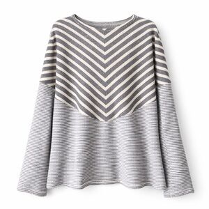 Doe & Rae White & Gray Blue Contrast Blouse – Size M